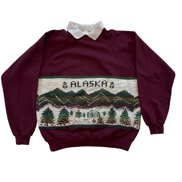 Vintage Hanes Alaska Knit Collared Pullover Sweatshirt XL - Picture 1 of 6